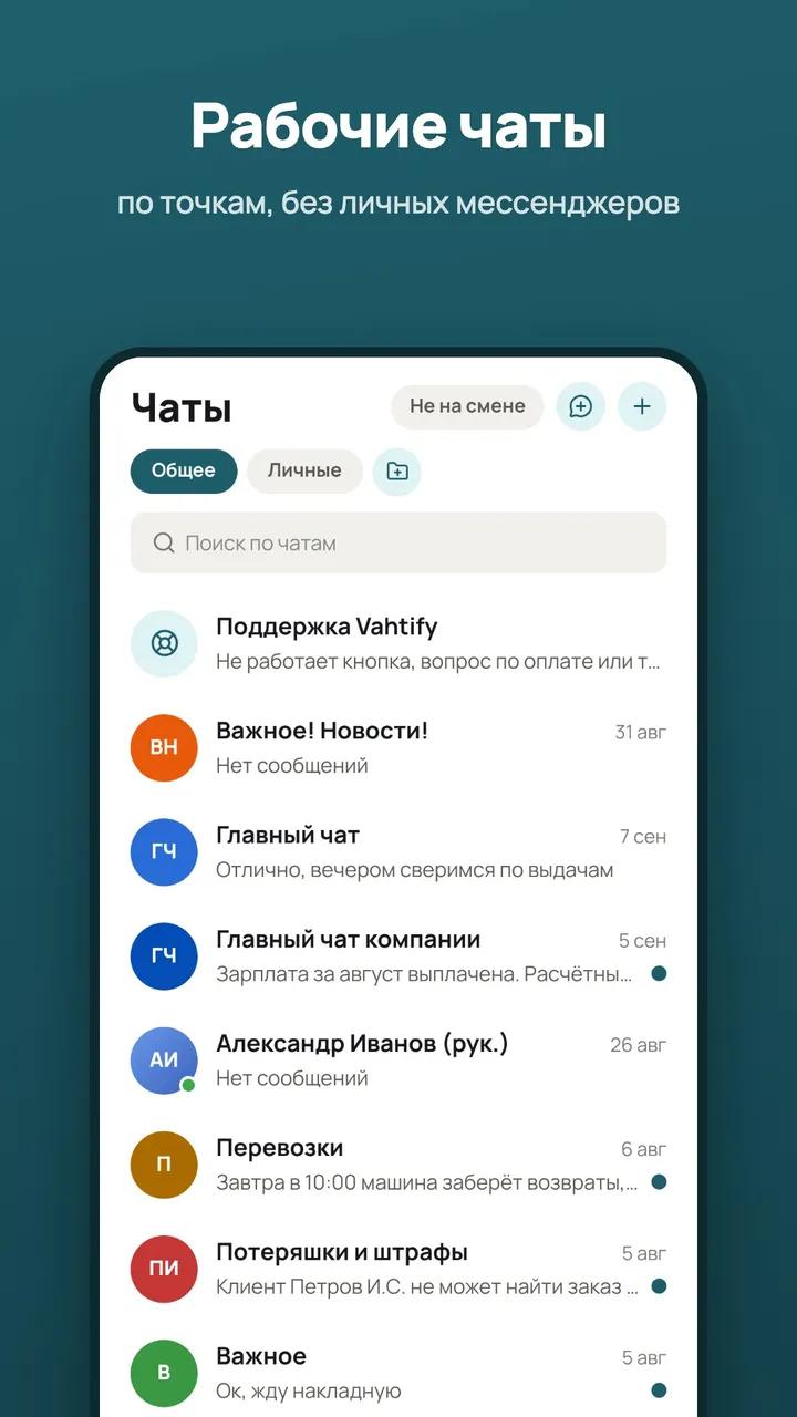 Vahtify: рабочие чаты по точкам